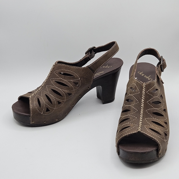 Dansko Rowena leather peep toe 3.75" heels size 41 US size 10.5/11 - Picture 15 of 16